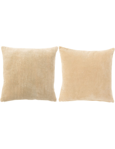 Coussin Carré Klims 45x45 en Coton Beige Effet velours (Lot de 2) - 1