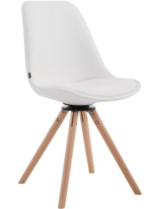 Chaise moderne pivotante en Polyuréthane Blanc Bois Naturel Elina - 1
