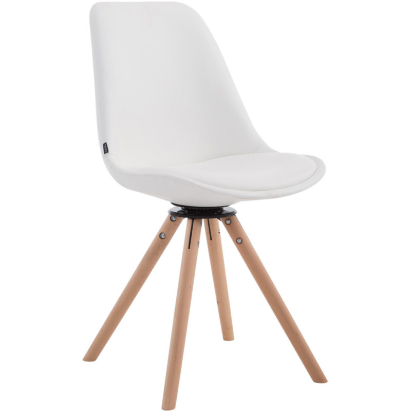 Chaise moderne pivotante en Polyuréthane Blanc Bois Naturel Elina - 1