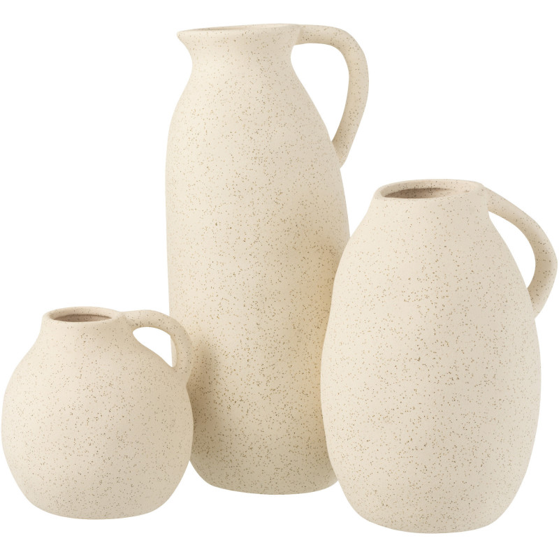 Vase Amphore Bloomy Hauteur 35 cm en Céramique Beige - 3