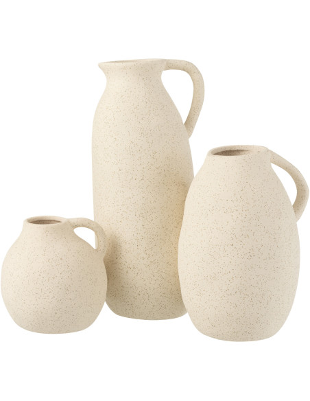 Vase Amphore Bloomy Hauteur 35 cm en Céramique Beige - 3