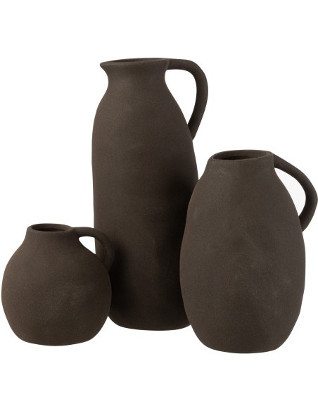 Vase Amphore Bloomy Hauteur 35 cm en Céramique Noir - 3