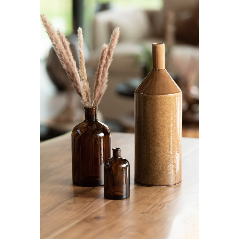 Vase Bouteille Mavida Hauteur 40 cm en Céramique Marron - 2