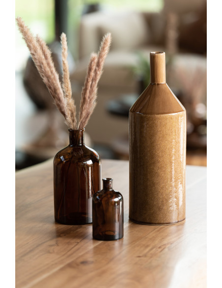 Vase Bouteille Mavida Hauteur 40 cm en Céramique Marron - 2