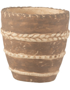 Cache-pot en Terracotta Marron Héléna Diamètre 13 cm Motif tressé - 1
