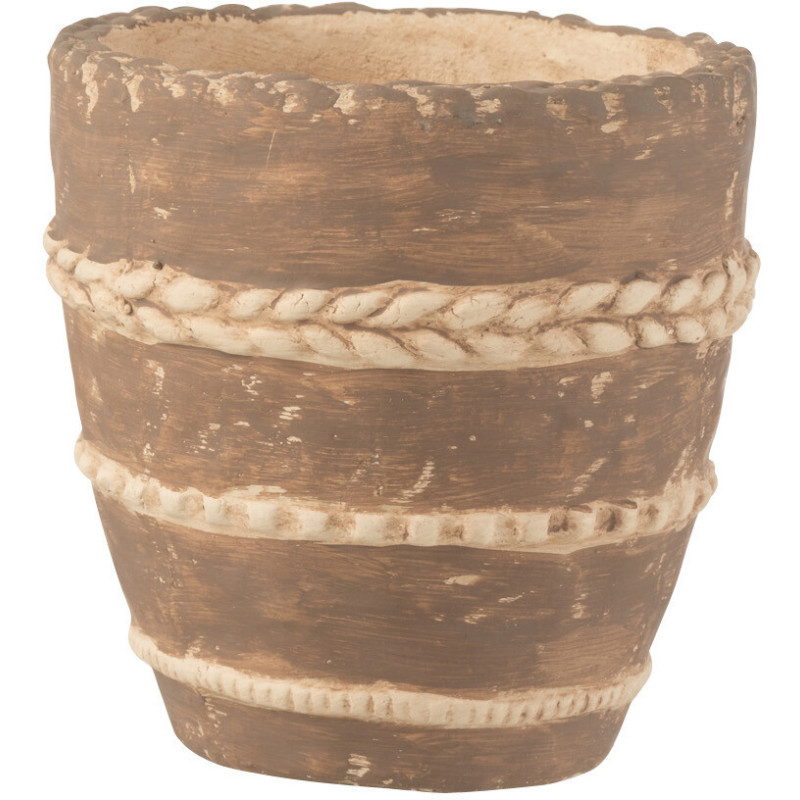 Cache-pot en Terracotta Marron Héléna Diamètre 13 cm Motif tressé - 1