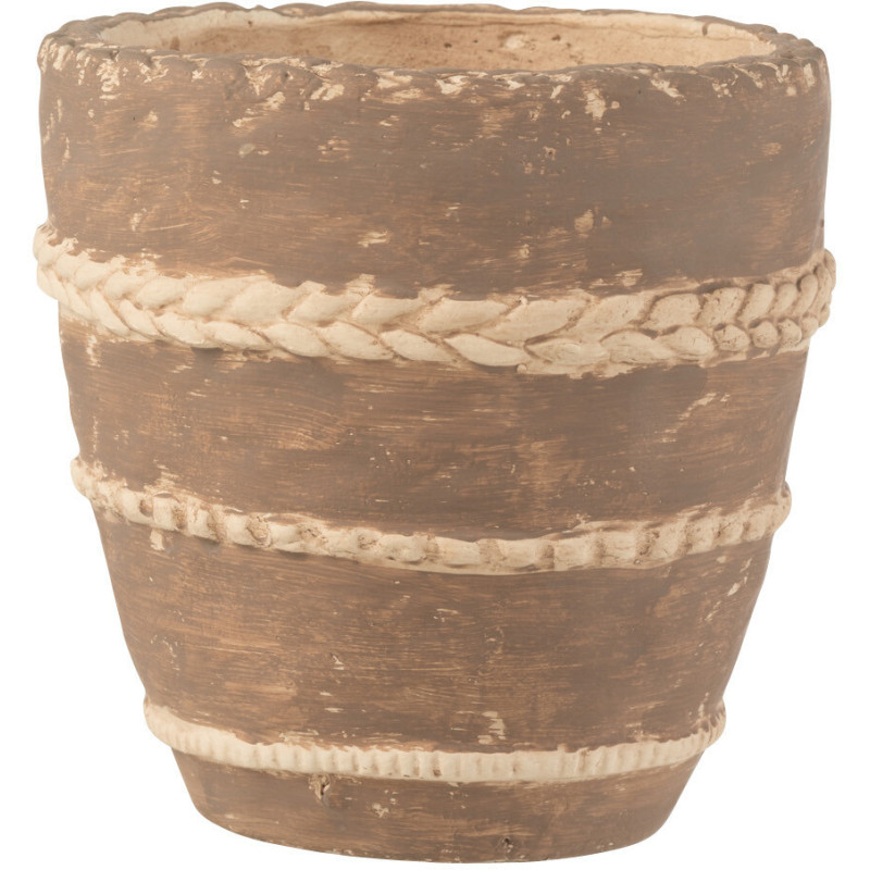Cache-pot en Terracotta Marron Héléna Diamètre 15 cm Motif tressé - 1