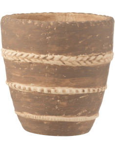 Cache-pot en Terracotta Marron Héléna Diamètre 18 cm Motif tressé - 1