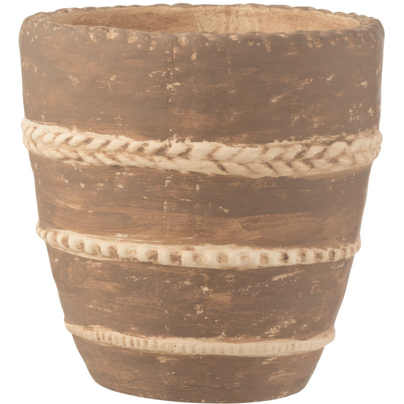 Cache-pot en Terracotta Marron Héléna Diamètre 18 cm Motif tressé - 1