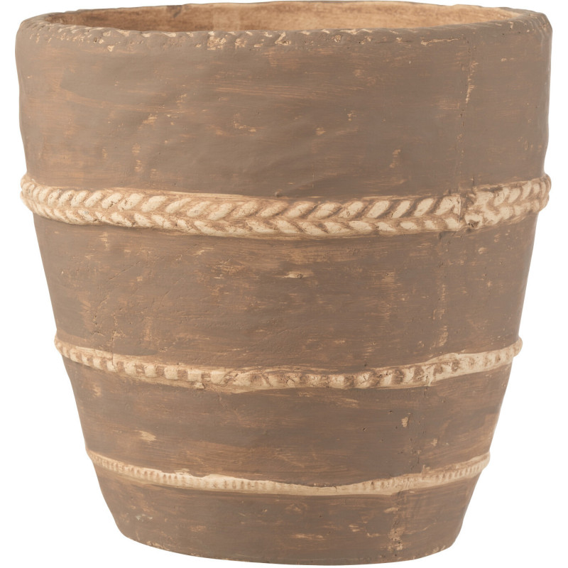 Cache-pot en Terracotta Marron Héléna Diamètre 23 cm Motif tressé - 1