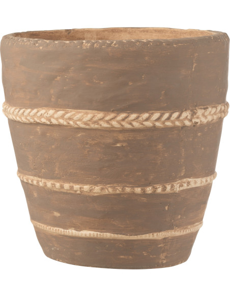 Cache-pot en Terracotta Marron Héléna Diamètre 23 cm Motif tressé - 1