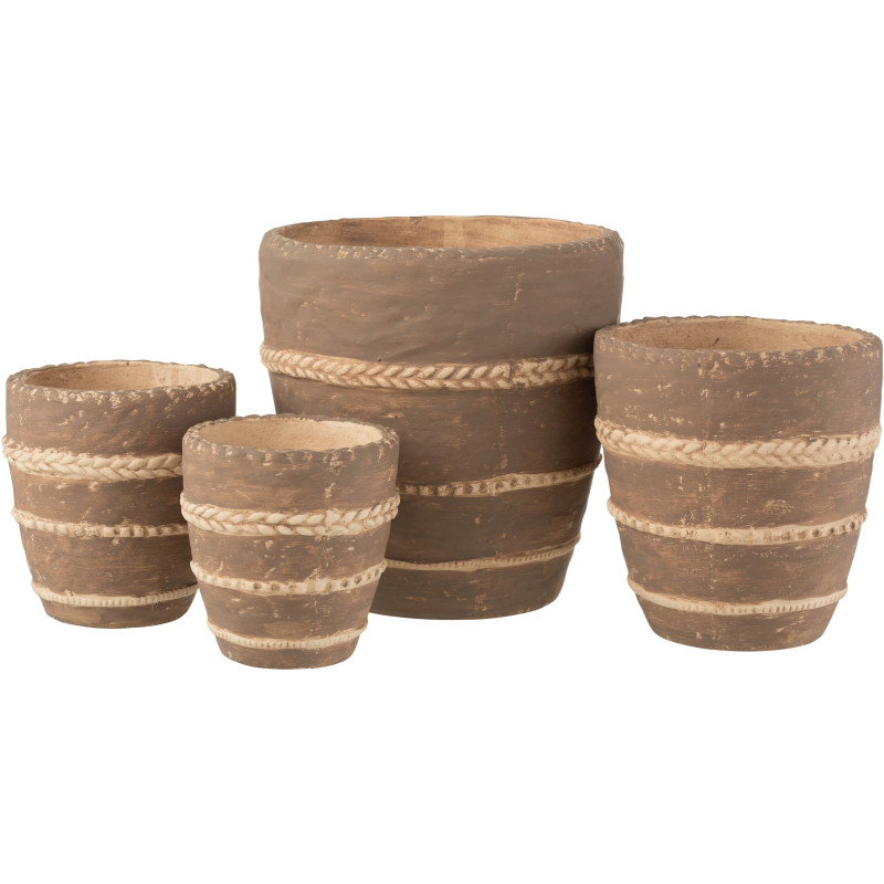 Cache-pot en Terracotta Marron Héléna Diamètre 23 cm Motif tressé - 2