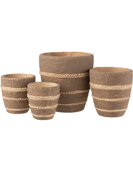 Cache-pot en Terracotta Marron Héléna Diamètre 23 cm Motif tressé - 2