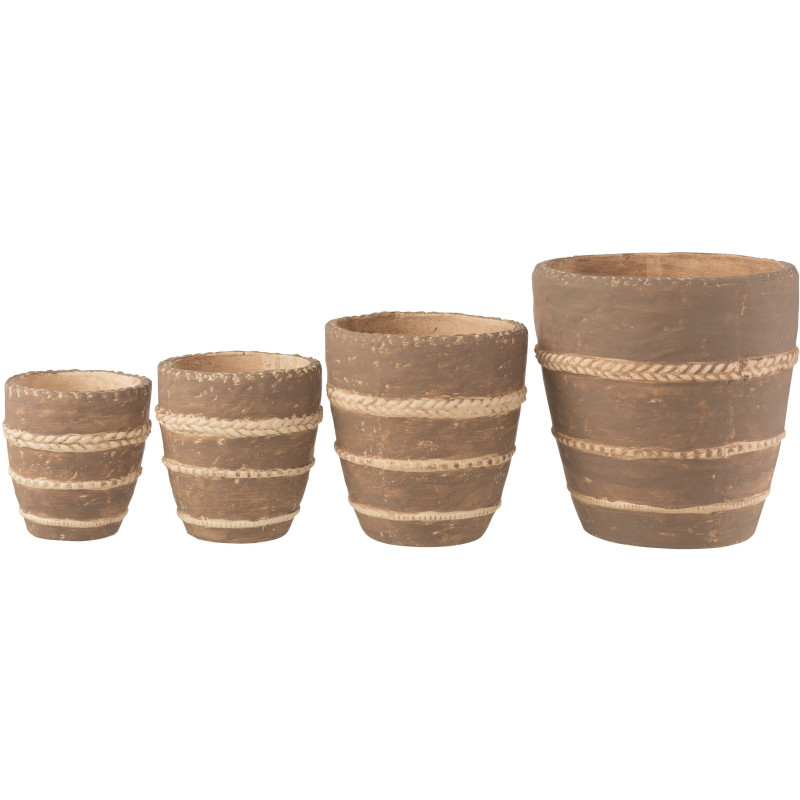 Cache-pot en Terracotta Marron Héléna Diamètre 23 cm Motif tressé - 3