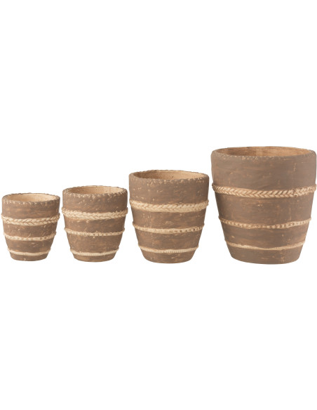 Cache-pot en Terracotta Marron Héléna Diamètre 23 cm Motif tressé - 3