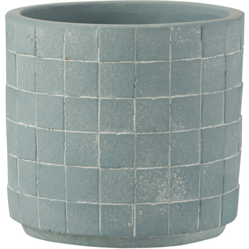 Cache-pot en Céramique Bleu Gillian Diamètre 12 cm Motif carrés - 1