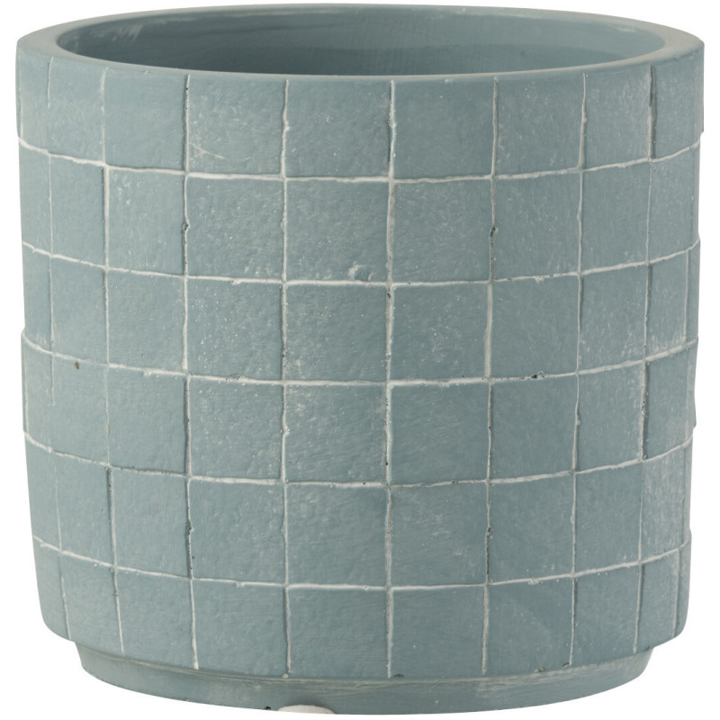 Cache-pot en Céramique Bleu Gillian Diamètre 14 cm Motif carrés - 1