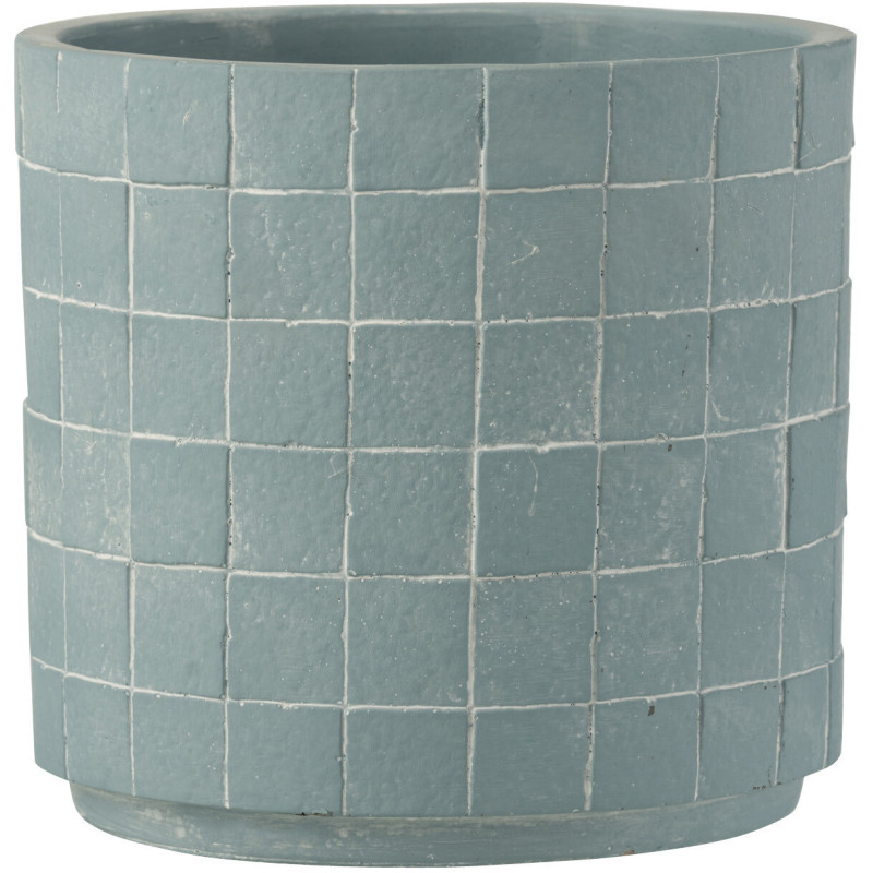 Cache-pot en Céramique Bleu Gillian Diamètre 16 cm Motif carrés - 1