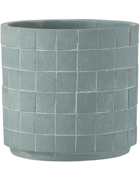 Cache-pot en Céramique Bleu Gillian Diamètre 16 cm Motif carrés - 1