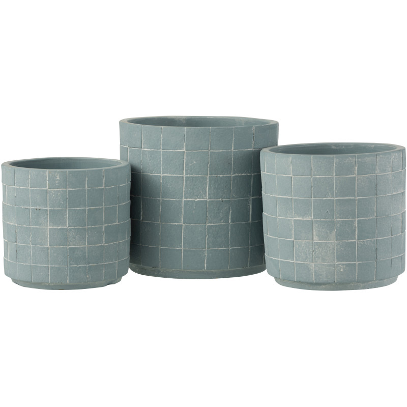 Cache-pot en Céramique Bleu Gillian Diamètre 16 cm Motif carrés - 2