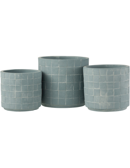 Cache-pot en Céramique Bleu Gillian Diamètre 16 cm Motif carrés - 2