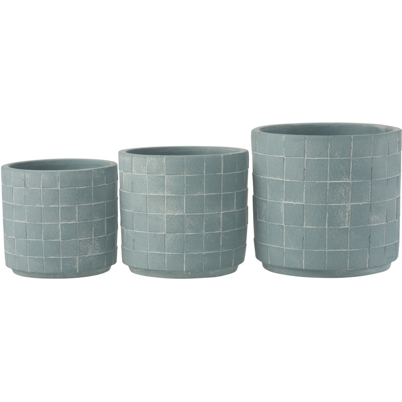 Cache-pot en Céramique Bleu Gillian Diamètre 16 cm Motif carrés - 3