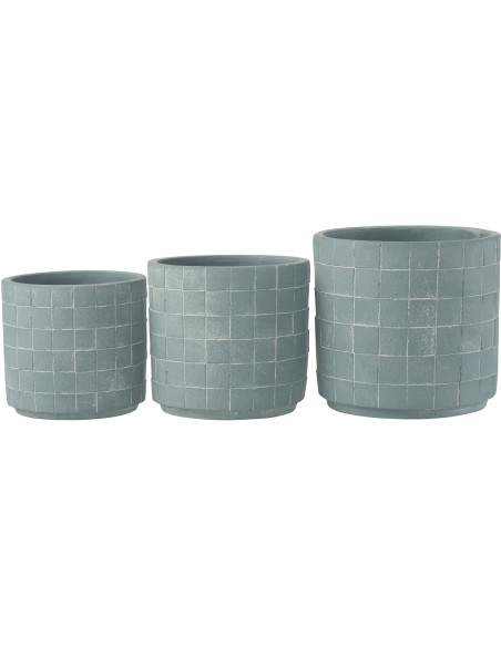 Cache-pot en Céramique Bleu Gillian Diamètre 16 cm Motif carrés - 3