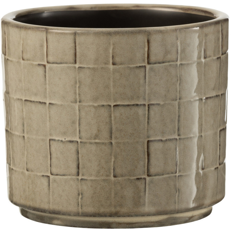 Cache-pot en Céramique Gris Gillian Diamètre 12 cm Motif carrés - 1