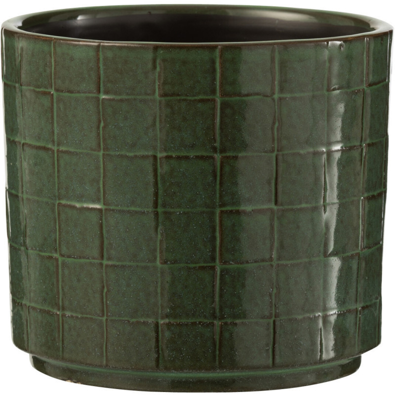 Cache-pot en Céramique Vert Gillian Diamètre 14 cm Motif carrés - 1