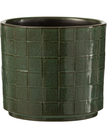 Cache-pot en Céramique Vert Gillian Diamètre 14 cm Motif carrés - 1