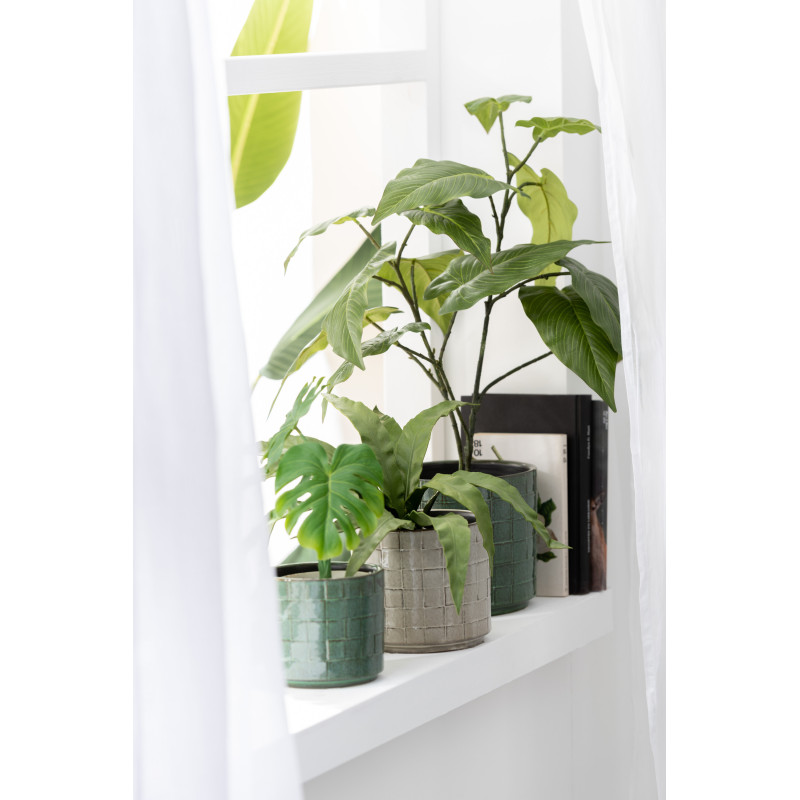 Cache-pot en Céramique Vert Gillian Diamètre 14 cm Motif carrés - 2