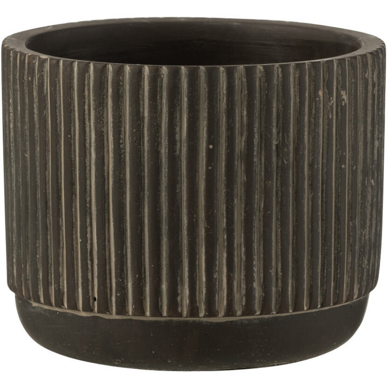 Cache-pot en Céramique Noir Stroke Diamètre 12 cm Motif lignes - 1