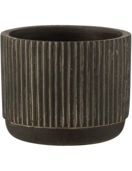 Cache-pot en Céramique Noir Stroke Diamètre 12 cm Motif lignes - 1