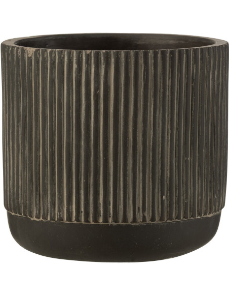Cache-pot en Céramique Noir Stroke Diamètre 14 cm Motif lignes - 1