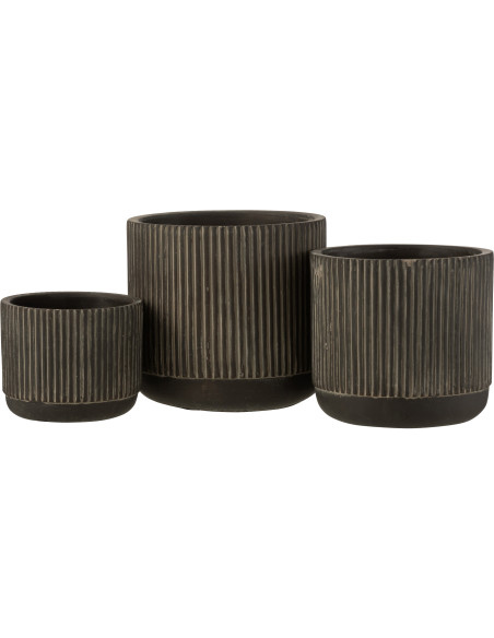 Cache-pot en Céramique Noir Stroke Diamètre 14 cm Motif lignes - 2