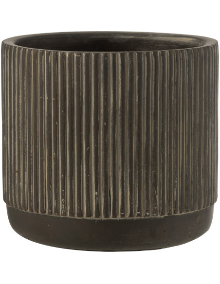 Cache-pot en Céramique Noir Stroke Diamètre 17 cm Motif lignes - 1