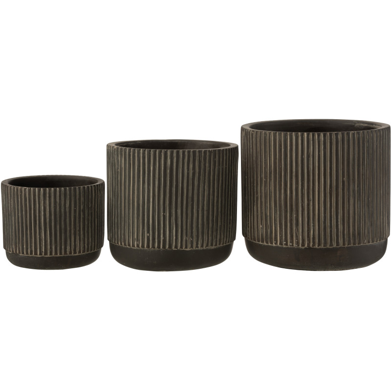 Cache-pot en Céramique Noir Stroke Diamètre 17 cm Motif lignes - 3