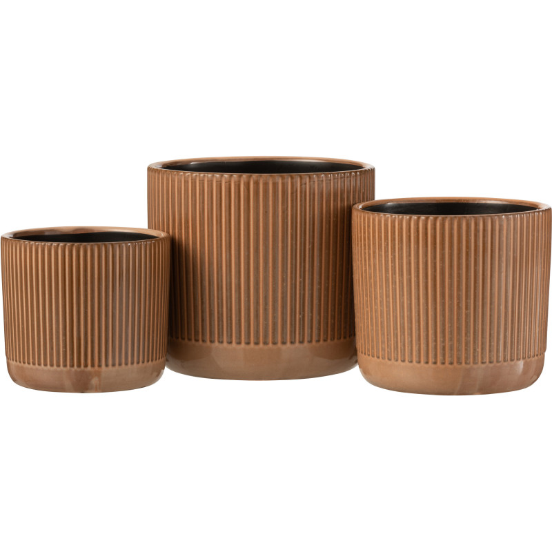 Cache-pot en Céramique Terracotta Stroke Diamètre 17 cm Motif lignes - 2