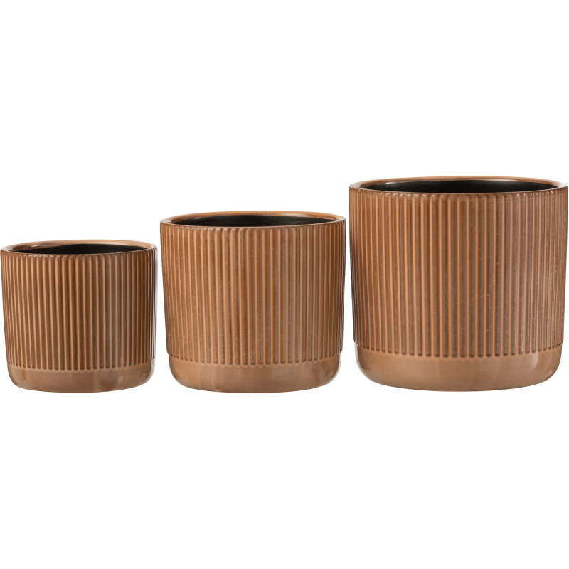 Cache-pot en Céramique Terracotta Stroke Diamètre 17 cm Motif lignes - 3