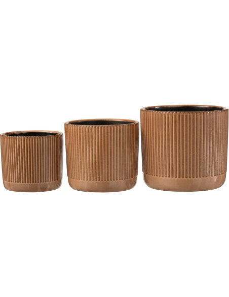 Cache-pot en Céramique Terracotta Stroke Diamètre 17 cm Motif lignes - 3