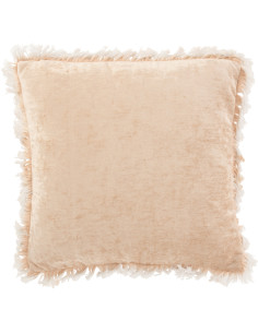 Coussin Carré Frayed 45x45 en Polyester Beige Avec franges - 1