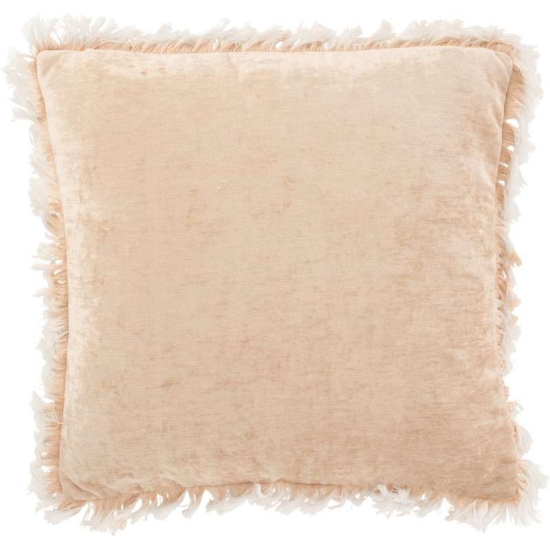 Coussin Carré Frayed 45x45 en Polyester Beige Avec franges - 1