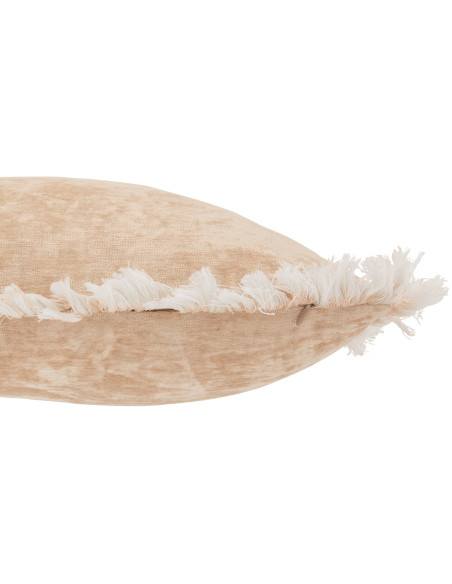 Coussin Carré Frayed 45x45 en Polyester Beige Avec franges - 2