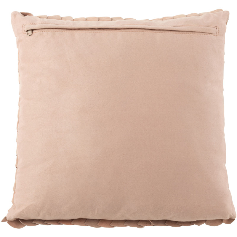 Coussin Carré Mélissa 45x45 en Cuir véritable Rose Motif écailles - 3