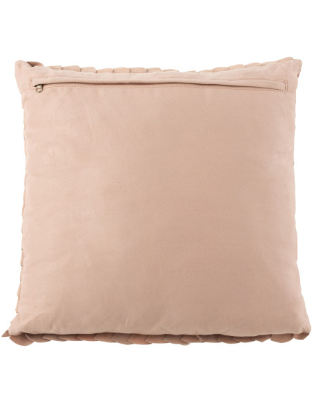 Coussin Carré Mélissa 45x45 en Cuir véritable Rose Motif écailles - 3