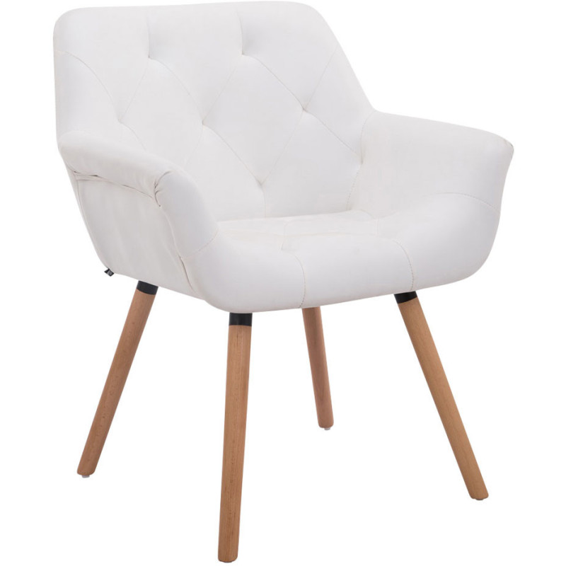 Fauteuil de table Francesca en Polyuréthane Blanc Bois Naturel  - 1