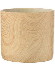 Cache-pot en Ciment Beige Forest Diamètre 21 cm Effet bois - 1