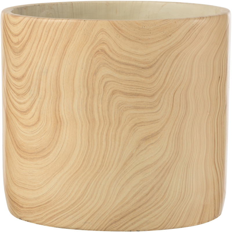 Cache-pot en Ciment Beige Forest Diamètre 21 cm Effet bois - 1