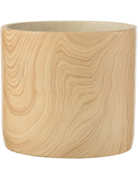 Cache-pot en Ciment Beige Forest Diamètre 21 cm Effet bois - 1