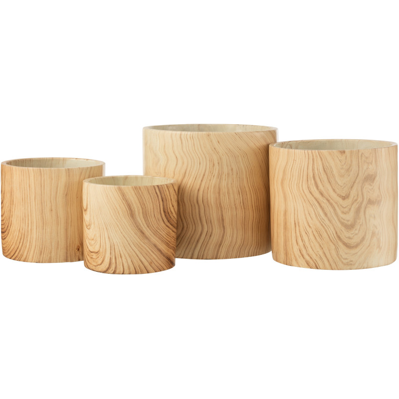 Cache-pot en Ciment Beige Forest Diamètre 21 cm Effet bois - 2